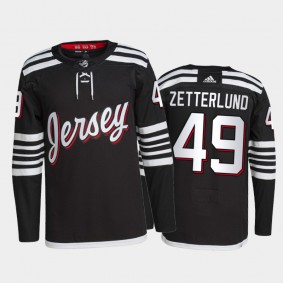 2021-22 New Jersey Devils Fabian Zetterlund Alternate Jersey Black Primegreen Authentic Pro Uniform