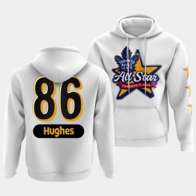 2024 NHL All-Star Jack Hughes New Jersey Devils Men's White Stars Sleeves Hoodie Mitchell Ness