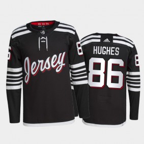 2021-22 New Jersey Devils Jack Hughes Alternate Jersey Black Primegreen Authentic Pro Uniform