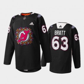 Jesper Bratt New Jersey Devils 2022 Hispanic Heritage Night Jersey Black #63 Warm-Up