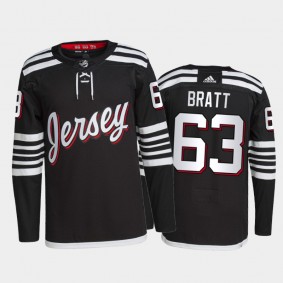 2021-22 New Jersey Devils Jesper Bratt Alternate Jersey Black Authentic Pro Uniform