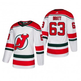 Men's New Jersey Devils Jesper Bratt #63 2019 Alternate Reasonable Authentic Jersey - White
