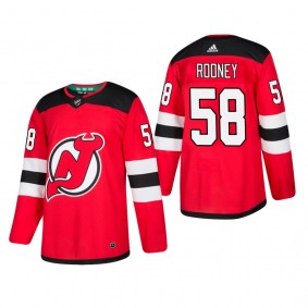Men's New Jersey Devils Kevin Rooney #58 Home Red Authentic Player Cheap Jersey