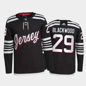 2021-22 New Jersey Devils Mackenzie Blackwood Alternate Jersey Black Primegreen Authentic Pro Uniform