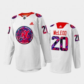 Michael McLeod New Jersey Devils Gender Equality Night Jersey White #20 Warm-up
