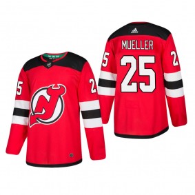 Men's New Jersey Devils Mirco Mueller #25 Home Red Authentic Player Cheap Jersey