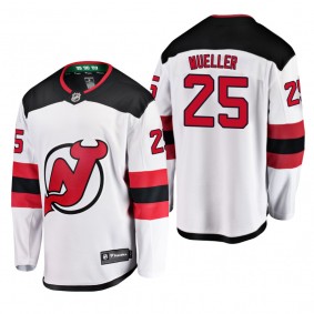 Men's New Jersey Devils Mirco Mueller #25 Away White Breakaway Player Cheap Jersey
