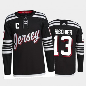 2021-22 New Jersey Devils Nico Hischier Alternate Jersey Black Authentic Pro Uniform