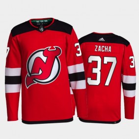 2021-22 New Jersey Devils Pavel Zacha Primegreen Authentic Jersey Red Home Uniform