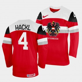 Austria 2022 IIHF World Championship Dominic Hackl #4 Red Jersey Away