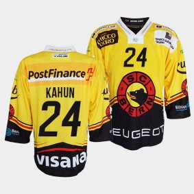 Dominik Kahun #24 SC Bern Jersey Men's 2022 Ice Hockey Yellow Club Shirt