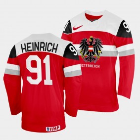 Austria 2022 IIHF World Championship Dominique Heinrich #91 Red Jersey Away