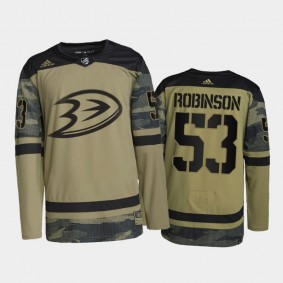 Buddy Robinson Anaheim Ducks Military Appreciation Jersey Camo #53 Authentic Practice