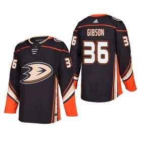 Men's Anaheim Ducks John Gibson #36 Home Black Authentic Player Cheap Jersey
