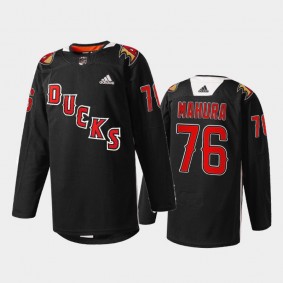 Anaheim Ducks Josh Mahura #76 2022 Angels Night Jersey Black Practice