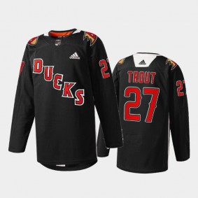 Mike Trout Anaheim Ducks 2022 Angels Night Jersey Black #27 Practice
