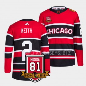 Chicago Blackhawks Only One 81 Duncan Keith #2 Red Reverse Retro 2.0 Jersey Men's
