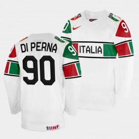 Italy 2022 IIHF World Championship Dylan Di Perna #90 White Jersey Home