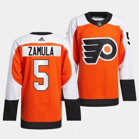 Egor Zamula Philadelphia Flyers Home Orange #5 Primegreen Authentic Pro Jersey Men's