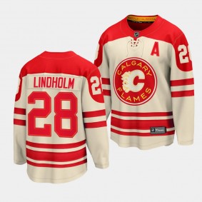 Calgary Flames Elias Lindholm 2023 NHL Heritage Classic Cream Premier Breakaway Player Jersey Men's