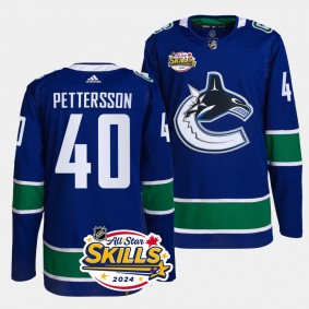 2024 NHL All-Star Skills Elias Pettersson Vancouver Canucks Blue #40 Authentic Home Jersey