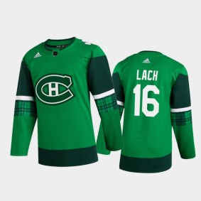Montreal Canadiens Elmer Lach #16 2020 St. Patrick's Day Authentic Player Jersey Green