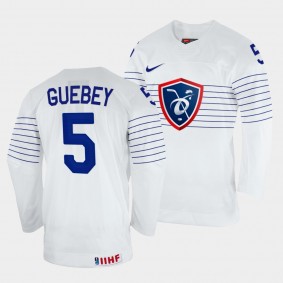 France 2022 IIHF World Championship Enzo Guebey #5 White Jersey Home