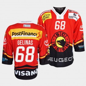 SC Bern Eric Gelinas #68 Jersey Men's Red Ice Hockey 2022 Club Shirt