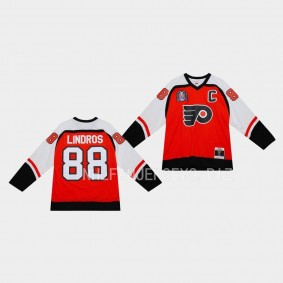 Eric Lindros Philadelphia Flyers Blue Line 1996 Throwback Orange #88 Jersey Mitchell Ness