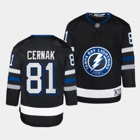 Tampa Bay Lightning #81 Erik Cernak 2023-24 Alternate Premier Player Black Youth Jersey