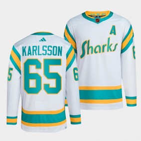 Reverse Retro 2.0 San Jose Sharks Erik Karlsson #65 White Authentic Primegreen Jersey 2022