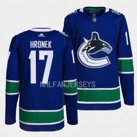 Filip Hronek Vancouver Canucks 2022-23 Authentic Primegreen Blue #17 Home Jersey Men's