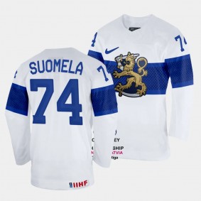 Antti Suomela 2023 IIHF World Championship Finland #74 White Home Jersey Men