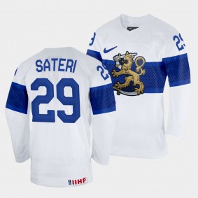 Harri Sateri 2022 IIHF World Championship Finland Hockey #29 White Jersey Home