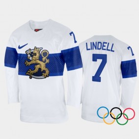 Esa Lindell Finland Hockey White Home Jersey 2022 Winter Olympics