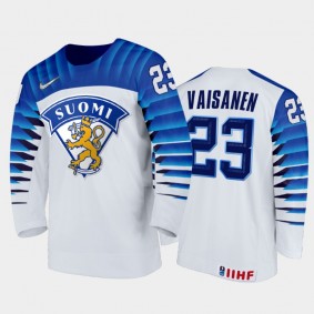 Kalle Vaisanen Finland Hockey White Home Jersey 2022 IIHF World Junior Championship
