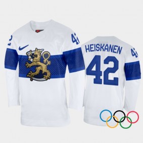 Miro Heiskanen Finland Hockey White Home Jersey 2022 Winter Olympics