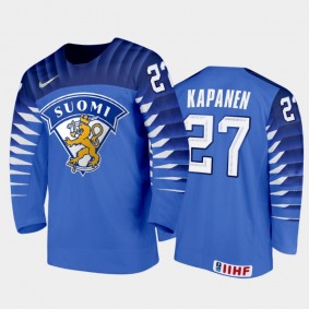 Finland Hockey Oliver Kapanen 2022 IIHF World Junior Championship Away Jersey Blue