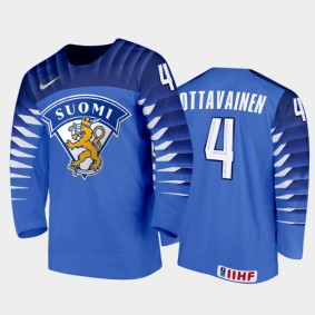 Finland Hockey Ville Ottavainen 2022 IIHF World Junior Championship Away Jersey Blue