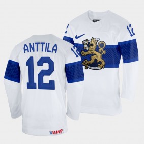 Marko Anttila 2022 IIHF World Championship Finland Hockey #12 White Jersey Home