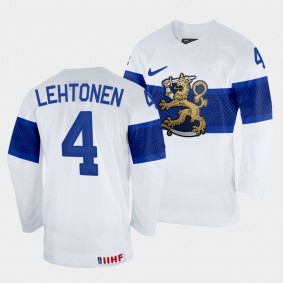 Mikko Lehtonen 2022 IIHF World Championship Finland Hockey #4 White Jersey Home