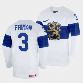Niklas Friman 2022 IIHF World Championship Finland Hockey #3 White Jersey Home