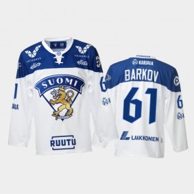 Finland Team Aleksander Barkov 2021-22 Home White Hockey Jersey #61