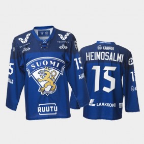 Aleksi Heimosalmi Finland Team Blue Hockey Jersey 2021-22 Away