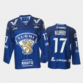 Jari Kurri Finland Team Blue Hockey Jersey 2021-22 Away