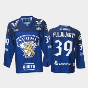 Jesse Puljujarvi Finland Team Blue Hockey Jersey 2021-22 Away