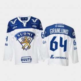 Finland Team Mikael Granlund 2021-22 Home White Hockey Jersey #64