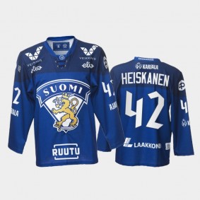 Miro Heiskanen Finland Team Blue Hockey Jersey 2021-22 Away