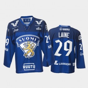Patrik Laine Finland Team Blue Hockey Jersey 2021-22 Away