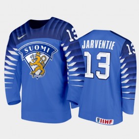 Men Finland Team 2021 IIHF World Junior Championship Roby Jarventie #13 Away Blue Jersey